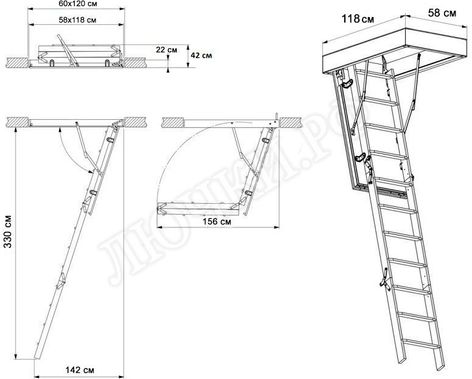 Чердачная лестница Fakro LTK Thermo 600*1200*3300 Чердачная лестница Fakro LTK Thermo 600*1200*3300